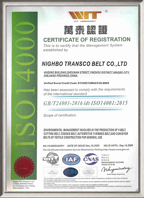 TRANSCO rubber belt certificate 2